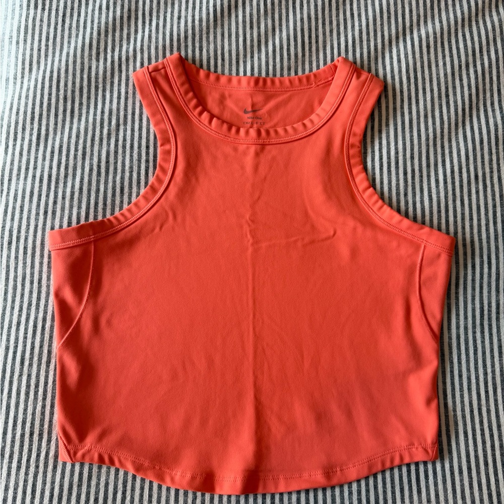 Women’s Nike One Fitted Dry-FIT Crop Tank - Bright Coral